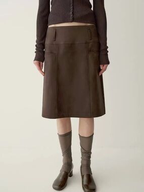 Women's Dark Brown Suede Pencil Skirt